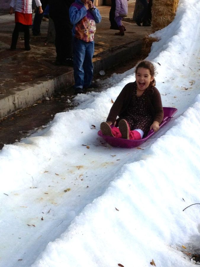 Sophia on sled